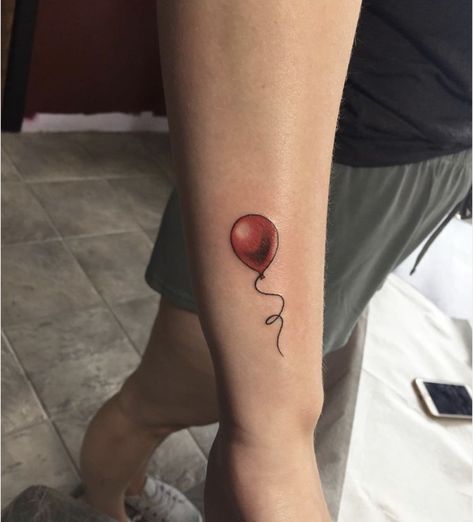 Balloon Tattoo Ideas, Balloon Tattoo, Rose Tattoos For Women, Small Forearm Tattoos, Movie Tattoo, Spine Tattoos For Women, Vine Tattoos, Small Hand Tattoos, Horror Tattoo