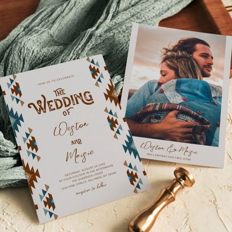 Photo Southwestern Wedding Invitation Southwest Wedding Invitations, Western Wedding Invitation, Western Wedding Invitations, Southwestern Wedding, Popular Wedding Invitations, Country Western Wedding, Wedding Invitation Digital, Western Themed Wedding, Southwest Wedding