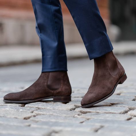 Carmina Shoemaker on Instagram: “@thecuff.co featuring our chelsea suede boots around the streets of New York, model available in-store and at our website. #carmina…” Brown Suede Chelsea Boots, Men Boot, Quality Leather Boots, Chelsea Boots Mens, Ryan Guzman, Custom Design Shoes, Mens Ankle Boots, Karl Urban, Joe Manganiello