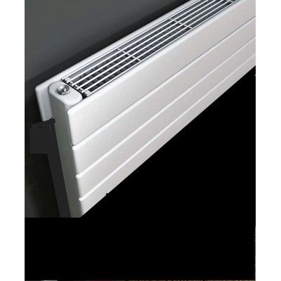 Steel construction baseboard to use in hot water closed loop systems. Lengths in nominal 3', 4', and 5'. Each radiator can be piped in series to give you a higher output. Modern Warmth Size: 12" H x 40" W | Modern Warmth Hot Water Baseboard Horizontal Flat Panel Radiators 12.0 H x 40.0 W in Metal in White | 12" H x 40" W | Wayfair Hot Water Baseboard Heating, Hot Water Radiators, Modern Baseboard Heater, Vertical Slats Wall, Baseboard Radiator, Baseboard Heaters, Fireplace Modern Design, Electric Baseboard Heaters, Basement Bar Plans