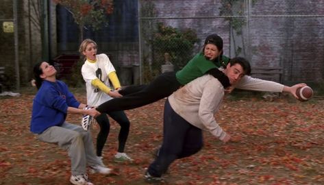 And when Monica, Phoebe, and Rachel teamed up to win the Thanksgiving football game. Real Reference, Twitter Pack, Thanksgiving Football, Monica And Chandler, Headers Twitter, Friends Scenes, Friends Thanksgiving, Twitter Header Aesthetic, Friends Moments