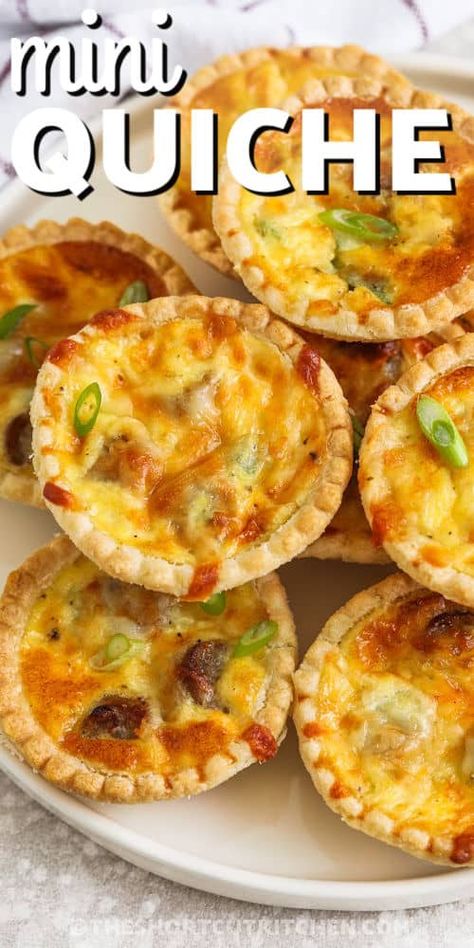 Mini Quiche Recipe Healthy Quiche Recipes, Baked Cornish Hens, Quiche Pastry, Mini Breakfast Quiche, Mini Quiche Recipe, Breakfast Quiche Recipes Easy, Mini Pastry, Healthy Quiche, Mini Quiche Recipes