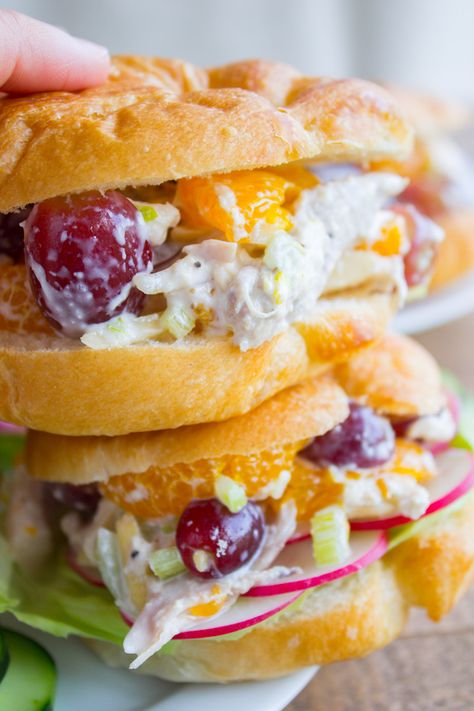 Chicken Salad with Mandarin Oranges - The Food Charlatan Chicken Salad With Mandarin Oranges, Salad With Mandarin Oranges, Mandarin Orange Salad, The Food Charlatan, Grape Recipes, Mandarin Oranges, Food Charlatan, Chicken Salad Sandwich, Chicken Food