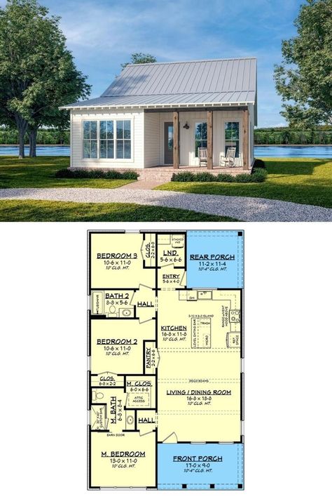 Porch Floor Plan, Cottage Flooring, Board And Batten Exterior, Country Cottage Homes, Cottage Plans, Porch Floor, Open Concept Layout, Quaint Cottage, True Homes