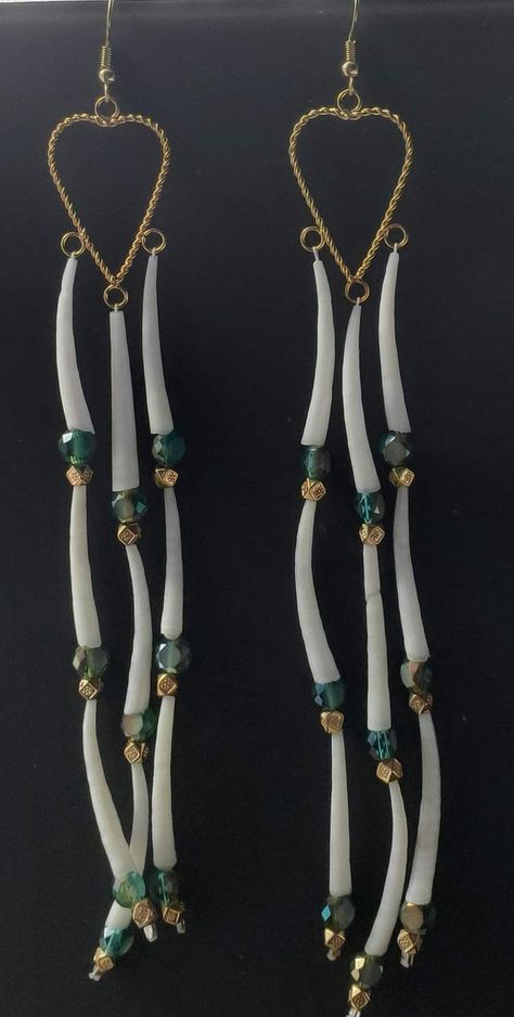 Dentalium Jewelry, Dentilium Earrings, Beaded Dentalium Earrings, Dentalium Necklace, Dentalium Shell Earrings, Native American Ribbon Work, Chip Bead Jewelry, Bead Tips, Seed Bead Jewelry Patterns