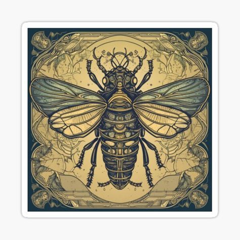 Step, Repeat Shop | Redbubble Cicada Art, Ww1 Art, Beetle Art, Cartoon Birds, Bug Art, German Art, Mid Century Modern Art, Mid Century Art, Coloring Stickers