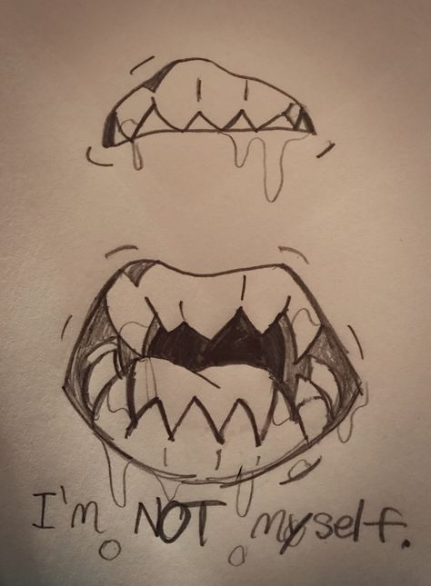 How To Draw Monster Mouth, Baring Teeth Drawing, Creepy Mouth Drawing Reference, Monster Pencil Drawing, Demonic Drawings Sketches, Monster Mouth Drawing Teeth, Creepy Teeth Drawing, Drawing Monsters Creepy, Demon Teeth Drawing