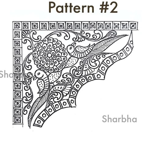 Peacock Designs for corner design in Tanjore Painting Tanjore Pencil Sketches, Tanjore Painting Corner Design, Tanjore Border Designs, Tanjore Painting Border Designs, Tanjore Painting Sketches Peacock, Tanjore Painting Sketches, Draw Parrot, Thanjavur Painting, Corner Pattern