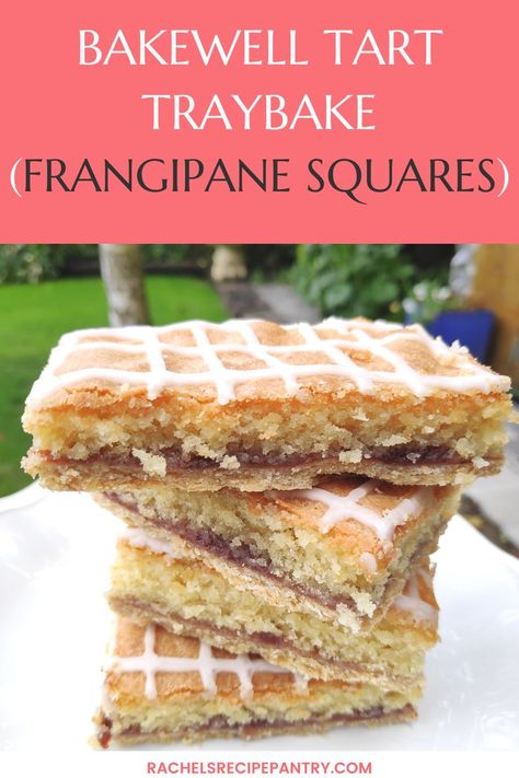 Frangipane and jam squares Bakewell Muffins, Bakewell Traybake, Frangipane Recipe, Frangipane Cake, Bakewell Tart Recipe, Bakewell Tarts, Tin Recipes, Cherry Bakewell, Frangipane Tart