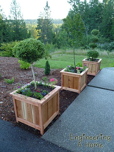 Cedar Planter Boxes, Pot Kayu, Diy Cedar Planter Box, Diy Wooden Planters, Diy Wood Planters, Planter Box Plans, Cedar Planter Box, Cedar Planters, Garden Planter Boxes