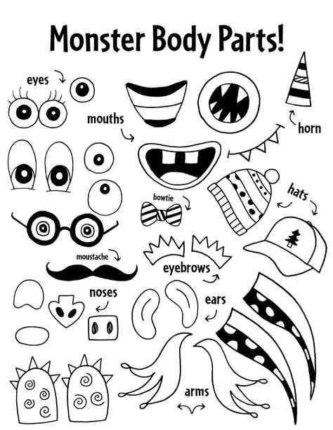 Create Your Own Monster! ⋆ The Hollydog Blog How To Create A Monster, Halloween School Age Activities, Create A Monster Craft, Free Printable Monster Eyes And Mouth, Build Your Own Monster Free Printable, Create Your Own Monster Printable, I Need My Monster Craft, Create A Monster Printable, Build Your Own Monster Printable