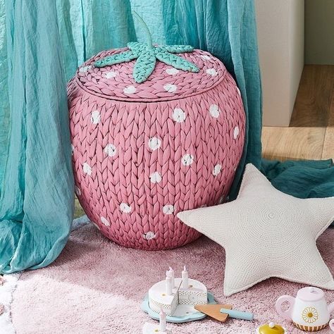 Green Storage, Nursery Room Furniture, Adairs Kids, Strawberry Baby, Strawberry Decorations, Strawberry Pink, Nursery Room Inspiration, Nursery Baby Room, Nursery Wallpaper