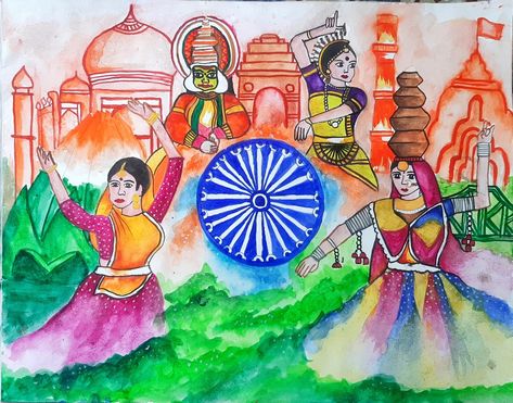 Garvi Gujarat Drawing, Gujarat Drawing, Gujarat Culture, Independence Day Drawing, Drawing Competition, Beautiful Art Paintings, Hand Embroidery Art, Anniversary Quotes, Hand Painting Art