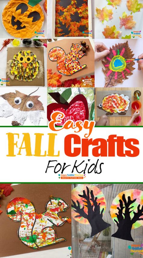 57 EASY Fall Crafts for Kids - Happy Toddler Playtime Fall Craft Preschoolers, Fall Art Projects For Kids September, Autumn Prek Crafts, Young Toddler Fall Crafts, September Crafts For Kindergarteners, Crafts For Kids September, Kids September Crafts, September Craft Ideas For Toddlers, Fall Crafts For Daycare