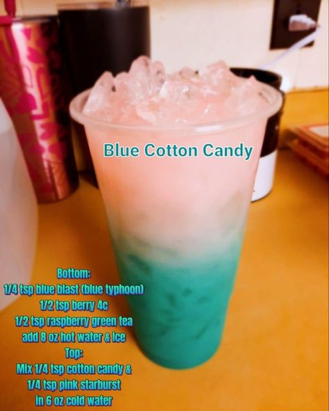 Star Wars Loaded Tea Recipe, Cotton Candy Loaded Tea, Herbal Life Shakes, Flavored Water Drinks, Herbalife Teas, Tea Blends Recipes, Teas Recipes, Energy Tea Recipes, Tea Recipes Diy