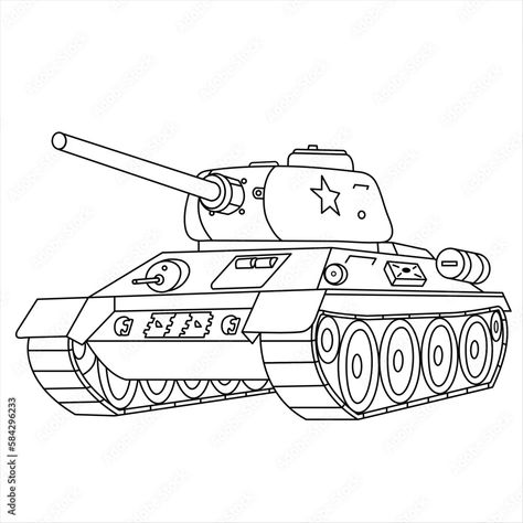 T-34 Tank Coloring Page Military Tank Drawing, Russian Drawing, Bandit Aesthetic, Tank Illustration, Vehicle Drawing, Peraturan Kelas, Tank Drawing, Tank Art, Drawing Line Art