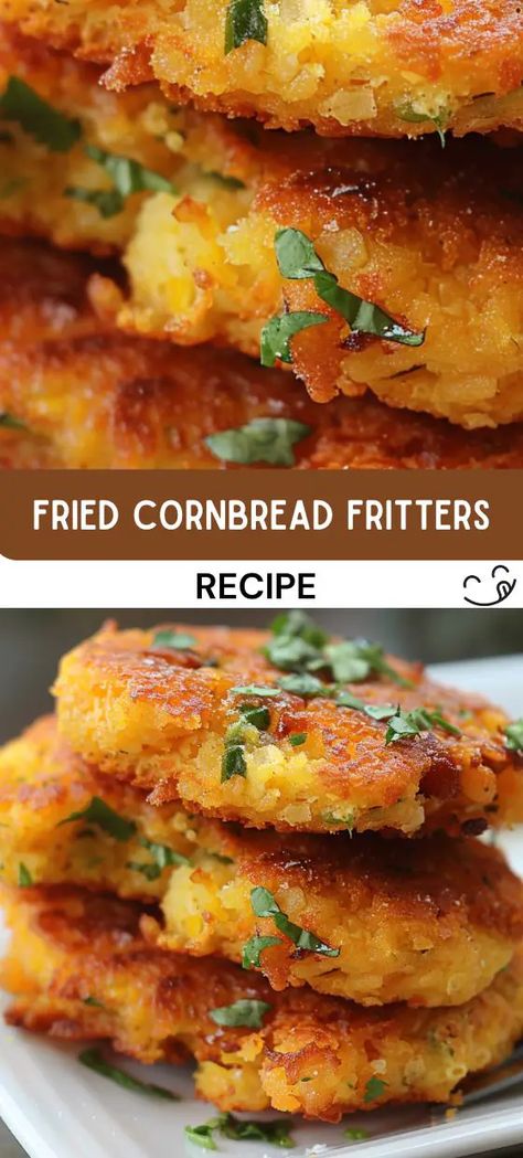 Fried Cornbread Fritters The Old Mill Corn Fritters, Corn Meal Fritters, Flavored Cornbread Recipe, Jiffy Cornbread Fritters, Cornbread With Real Corn, Fun Cornbread Recipes, Easy Fritters Recipe, Fried Cornbread Hoecakes, Cornbread Easy Recipe