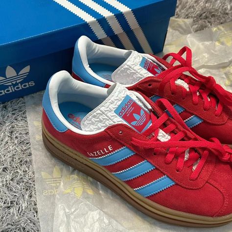 Reposhing This Item. I Purchased The Wrong Size By Mistake. Never Worn, New With Tags. Questions? Leave A Comment Below! Adidas Shoe Collection, Addidas Shoes Samba Womens, Colorful Adidas Shoes, Red Adidas Shoes Outfit, Red And Blue Shoes, Gazelles Adidas, Red Adidas Gazelle, Red Gazelle, Colorful Adidas