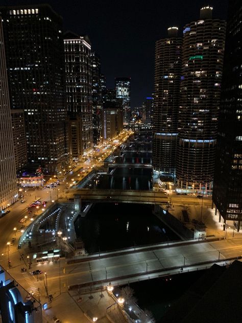 Overlooking City At Night, Chicago At Night, City At Night, Chicago River, London House, City Buildings, The London, City Life, At Night