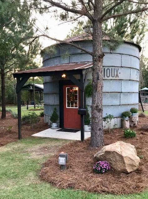 The Silo Experience - Tiny houses for Rent in Byron, Georgia, United States Grain Bin House, Silo House, Grain Silo, Tiny Houses For Rent, Colorful Clothes, She Sheds, Tiny House Cabin, Tiny House Living, She Shed