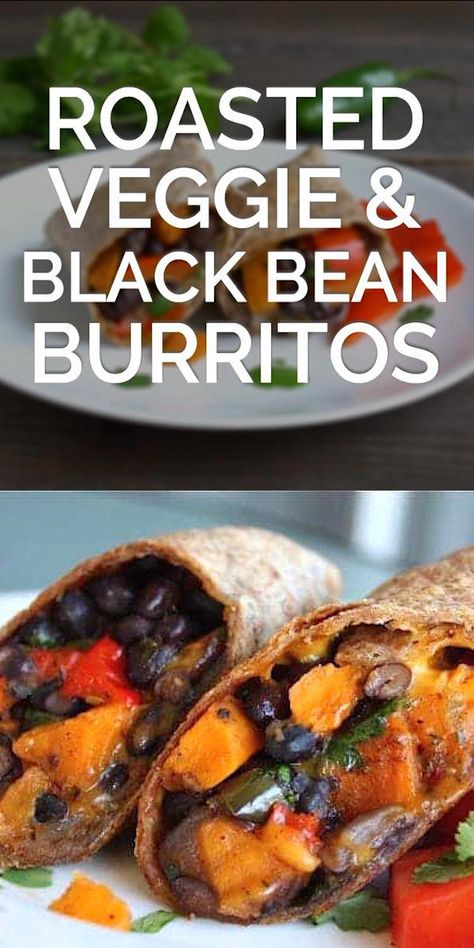 Sweet Potato And Veggies, Potato And Veggies, Vegetarian Burrito Recipe, Burrito Recipes, Vegetarian Burrito, Plat Vegan, Pasta Vegetariana, Sweet Potato Black Beans, Roasted Sweet Potato