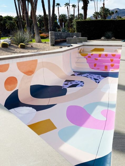 Excited For Summer, Pool Paint, Colorful Murals, Pool Design, Pool Designs, Decoration Design, Art Paint, 인테리어 디자인, تصميم داخلي