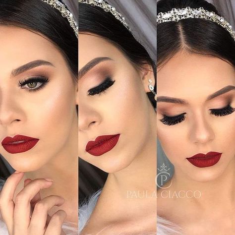 Bride Makeup Brown Eyes, Bridal Makeup Red Lips, Bridal Lipstick, Glam Bride Makeup, Make Up Sposa, Wedding Makeup For Brunettes, Wedding Makeup Bride, Wedding Eye Makeup, Glam Wedding Makeup