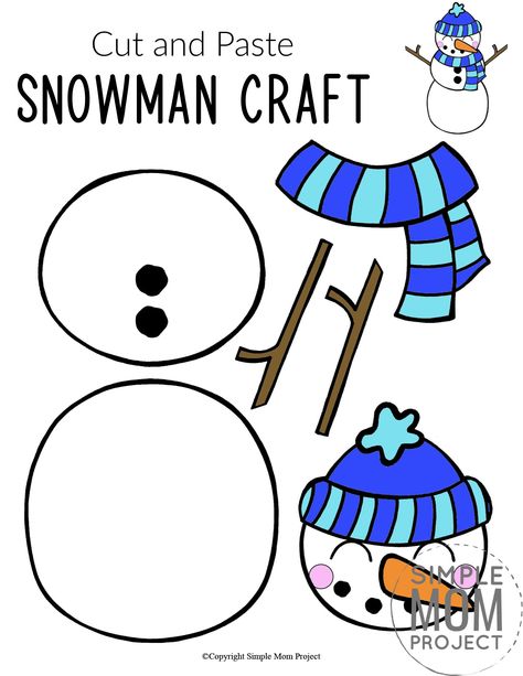 Do you want to build a frosty the snowman with your kids? Here's a simple cut Snowman Crafts Preschool, Winter Template, Snowman Template, Printable Snowflake Template, Snow Crafts, Snowman Coloring Pages, January Crafts, Printable Snowman, Snowflake Template