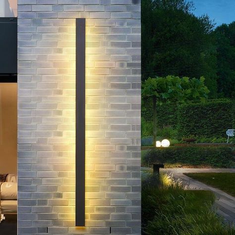 Outdoor Light Post, Garden Wall Lights, Front Porch Lighting, Porch Lights, Snow House, Light Post, Wall Waterproofing, Black Minimalist, Long Walls