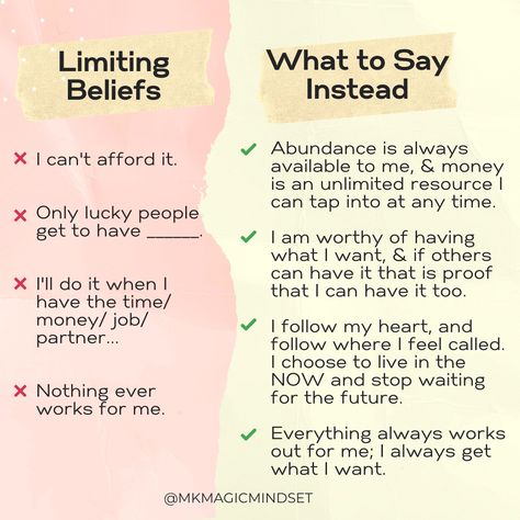 How To Release Limiting Beliefs, Changing Limiting Beliefs, What Are Limiting Beliefs, Limiting Beliefs Examples, Baddie Money, Self Limiting Beliefs, Release Limiting Beliefs, Abundance Mindset, Wealth Affirmations