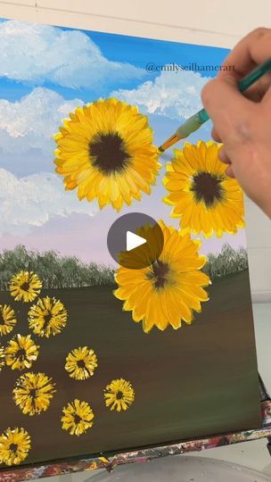 38K views · 745 reactions | [clip] Painting simple sunflower petals 🎨🌻#easypainting #tutorials #paintingtips #tipsandtricks #sunflowers #sunflowerfield | Emily Seilhamer Art | Emily Seilhamer Art · Original audio Simple Sunflower, Sunflower Petals, Painting Simple, Painting Pictures, Sunflower Fields, Painting Tips, Pictures To Paint, Easy Paintings, Acrylic Paintings