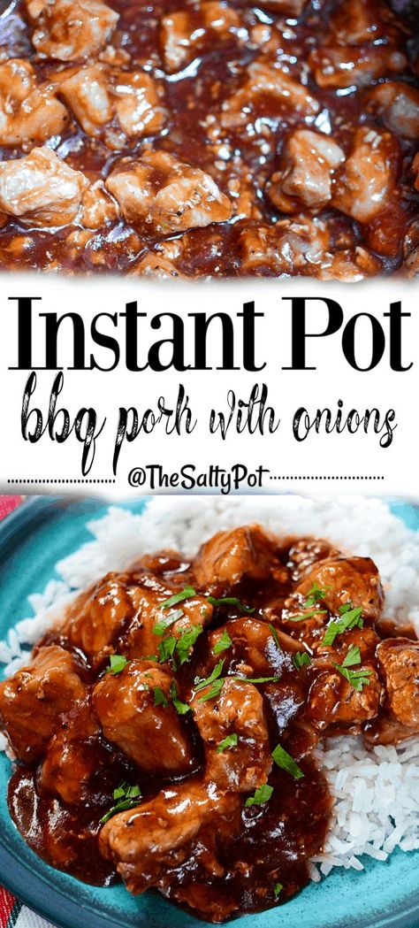 instant pot BBQ pork Pork Chop Recipes Instant Pot, Pork Freezer Meals, Pork Stew Meat Recipes, Recipes With Pork Chunks, Cubed Pork Recipes, Pork Stew Meat, Batch Meals, Instant Pot Freezer, Pork Bites