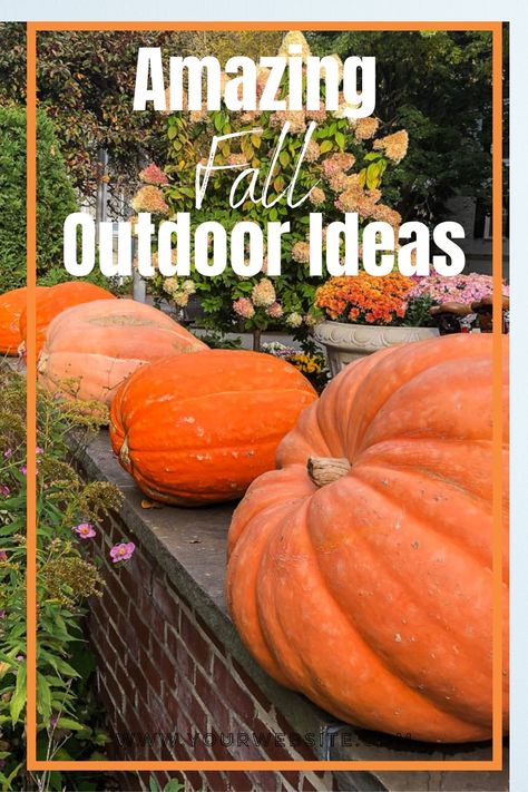 Fall Outdoor Decor Diy Yard Decorations, Fall Displays Outdoor Front Yard, Fall Yard Displays Outdoor, Pumpkin Outdoor Decorating Ideas, Pumpkin Decorations Outdoor, Pumpkin Porch Display, Pumpkin Displays Outside, Fall Yard Ideas, Front Porch Pumpkins Display