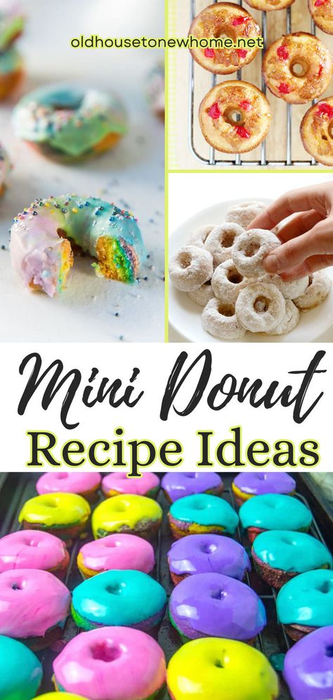 Mini donuts are fun food. They are perfect for parties, perfect for a fun Saturday afternoon with your family. Babycakes Donut Recipes, Recipe For Mini Donut Maker, Muffin Mix Donuts Baked, Mini Donut Decorating Ideas, Donut Maker Recipes Mini, Baked Mini Donut Recipe, Donut Toppings Ideas, Mini Donut Recipe For Donut Maker, Mini Doughnut Recipes