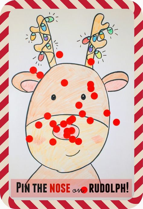 PIn the nose on Rudolph Christmas Game #creative preschoolers Pin The Nose On Rudolph, Kindergarten Christmas Party, Preschool Christmas Party, Kindergarten Party, Kindergarten Christmas, School Christmas Party, Rudolph Christmas, Christmas Kindergarten, Christmas Game