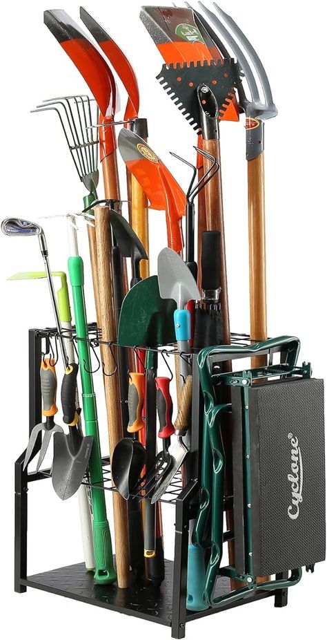 Amazon.com: YueTong Garden Tool Organizer Heavy Duty,Yard Tool Tower Rack,Garage Storage Organization for Long Handle Tools,Rake,Brooms,Extra Hooks for Small Shovel,Shear.All Metal,Free Standing. : Tools & Home Improvement Tools Organizer, Outdoor Cleaning Tools, Garage Storage Shovels And Rakes, Gardening Tools, Garage Hooks For Yard Tools, Garage Organization Garden Tools, Hanging Rakes And Shovels, Garden Tool Rack Walmart, Garage Racking