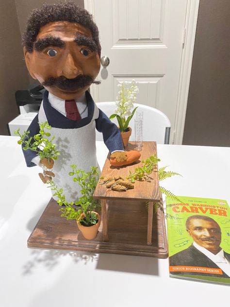 Bottle Buddy, Bottle Buddy Project, Black History George Washington Carver Bottle Buddy, George Washington Carver, His Clothes, History Project, Styrofoam Ball, History Projects, George Washington, Kids Crafts, Crafts For Kids