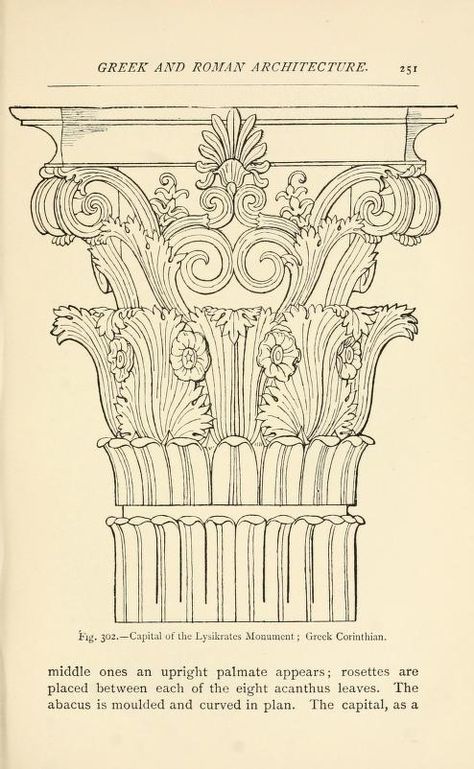 Greek Corinthian column capital  illustration. Historic ornament : treatise on decorative art Greek Corinthian Column, Greek Columns Sketch, Corinthian Pillar Tattoo, Greek Column Drawing, Corinthian Column Tattoo, Corinthian Column Drawing, Column Drawing, Column Illustration, Decorative Architecture