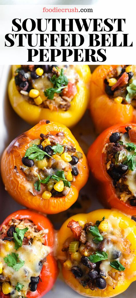 Tasty Stuffed Peppers, Easy Dinner To Take To A Family, Flavorful Stuffed Bell Peppers, Stuffed Peppers Ideas, Southwestern Stuffed Bell Peppers, Healthy Stuffed Peppers Recipe Easy, Stuffed Bell Peppers Veggie, Rainbow Peppers Recipe, Recipe Using Bell Peppers