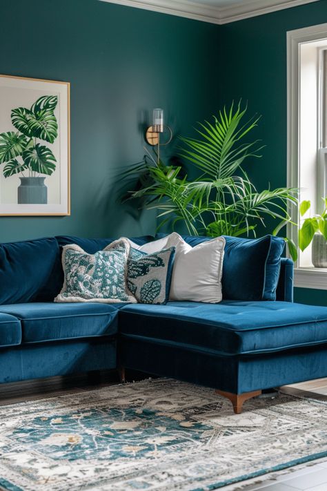 Discover 39+ Ways to Create a Refreshing Blue and Green Living Room Blue And Green Living Room, Timeless Paint Colors, Timeless Living Room, Navy Living Rooms, Teal Living Rooms, Green Living Room, Light Blue Walls, Teal Walls, Flat Ideas