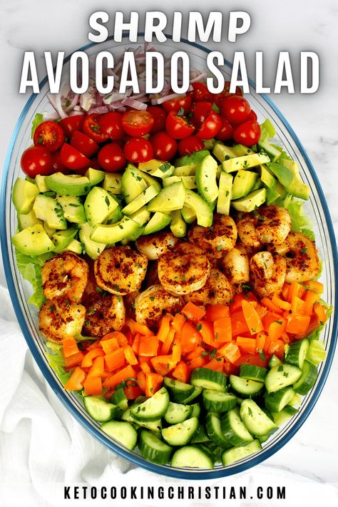 Cucumber Shrimp Salad Downshiftology, Avocado Shrimp Salad, Shrimp Avocado Salad Recipe, Seared Shrimp, Shrimp Avocado Salad, Shrimp Salad Recipes, Salad Recipes Healthy Easy, Shrimp Avocado, Avocado Salad Recipes