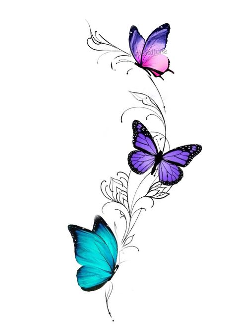 Purple Butterfly Tattoo, Butterfly Tattoos Images, Colorful Butterfly Tattoo, Sunflower Tattoo Sleeve, Unique Butterfly Tattoos, Pumpkin Tattoo, Cool Wrist Tattoos, Beautiful Flower Tattoos, Intricate Tattoo