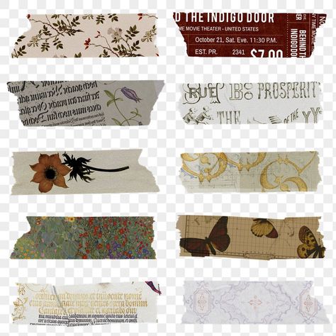 Washi Tape Printable Aesthetic Vintage, Vintage Tape Printable, Aesthetic Tape Sticker Printable, Aesthetic Sticker Design Printable, Scrapbook Ideas Background, Scrapbook Stickers Transparent Background, Aesthetic Journal Stickers Png, Journal Tape Sticker, Washi Tape Transparent Png