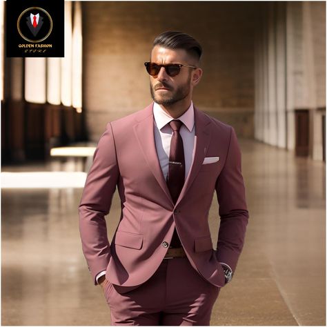 Rose Tuxedo Wedding, Mauve Suits For Men, Pink Suit Men, Wedding Suit Groom, Mens Wedding Suits, Suit Groom, Suit Vintage, 2 Piece Suit, Wear Store