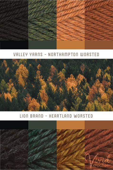 Color Palette For Crochet Cardigan, Color And Pattern Combinations, Earthy Room Color Palette, Fall Color Palette Yarn, Color Combinations For Knitting, Earth Tone Color Palette Yarn, Boho Yarn Color Palette, Yarn Blanket Color Ideas, Crochet Blanket Green Color Schemes