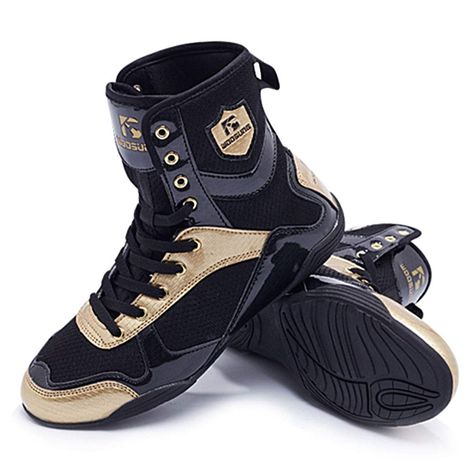 PRICES MAY VARY. Boxing Wrestling shoes uses modern design, black gold color, dashionable eye-catching These Boxing Wrestling Shoes Have a Sole-Covering Design and High-Top Ankles for Easy Movement and Ankle Support for Worry-Free Movement Made of Breathable Mesh Upper and Non-Slip Rubber Sole, these Boxing Wrestling shoes can increase your comfort and safety during battle Honeycomb Insole design, Highly Elastic and Breathable, can Optimize Comfort See the size chart with sizes to help determine Boxing Rings, Boxing Ring, Martial Arts Kids, Boxing Boots, Boxing Shoes, Wrestling Shoes, Mesh Shoes, High Top Shoes, Kickboxing