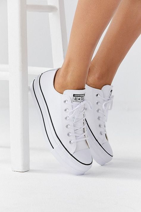 Converse Chuck Taylor All Star Lift Leather Sneakers Converse Shoes Outfit, Mode Converse, Converse Outfits, Skor Sneakers, Chuck Taylor All Star Lift, Popsugar Fashion, Fresh Shoes, Hype Shoes, Sneakers Mode