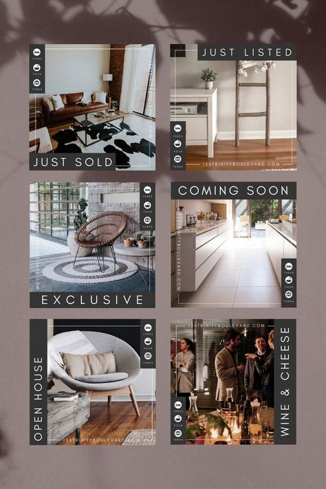 Sold Real Estate Social Media, Just Listed Real Estate Social Media, Real Estate Instagram Posts, Instagram Posts Template, Real Estate Instagram, Real Estate Postcards, Real Estate Marketing Design, Marketing Inspiration, Real Estates Design