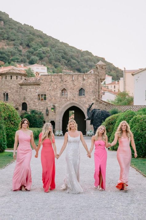 Pink Shades Bridesmaid Dresses, Different Shades Of Pink Bridesmaids, Shades Bridesmaid Dresses, Dusky Pink Bridesmaid Dresses, Dusky Pink Bridesmaids, Pale Pink Bridesmaids, Bridal Shop Decor, Bridesmaid Color Scheme, Bridesmaid Dresses Floral Print