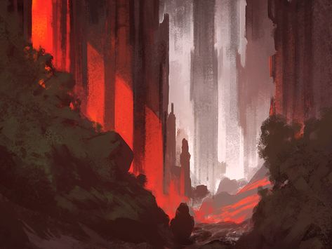 Noah Bradley Art, Values Study, Interesting Landscapes, Noah Bradley, Creepy Backgrounds, Future Inspiration, Fantasy Concept, Aesthetic Shop, Art Things